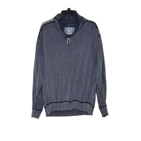 BKE Men's Sweater Athletic Fit 100% Cotton Beach Look Jumper Pullover Gray XL - Picture 1 of 10